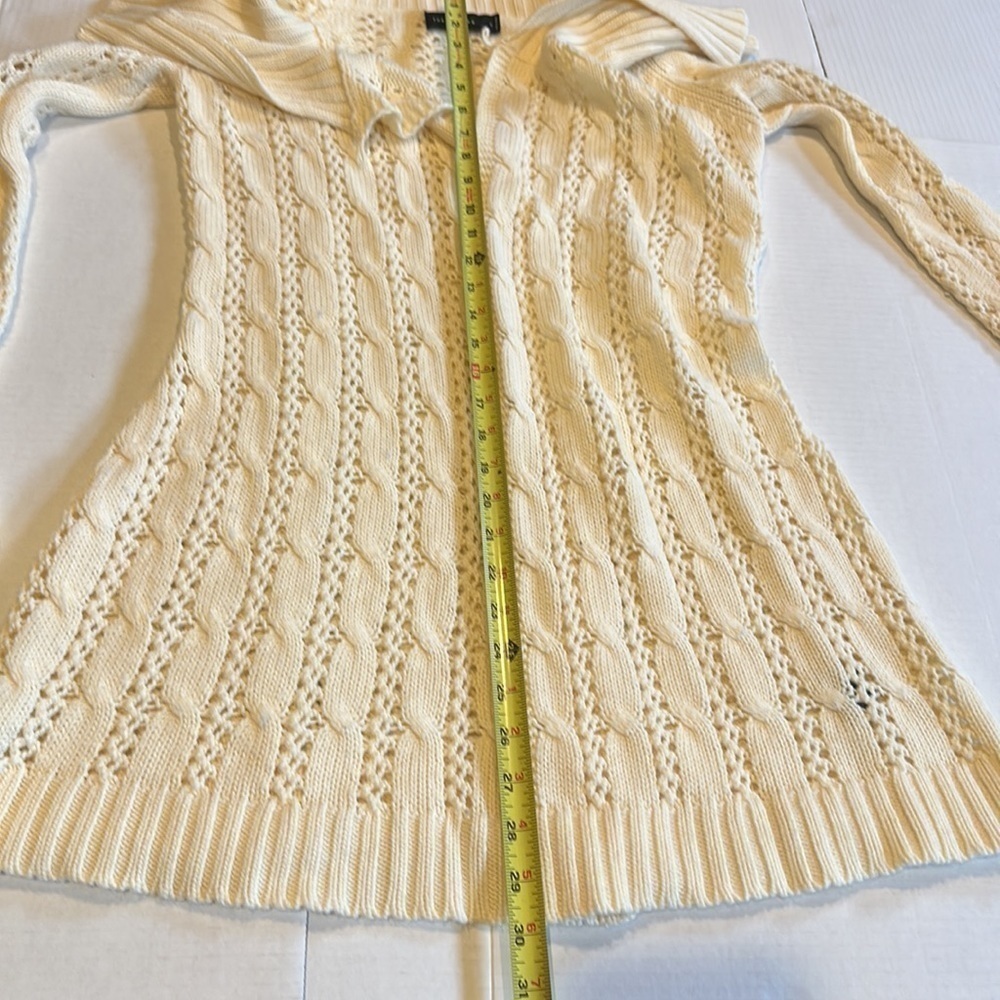 The Limited open front vanilla sweater cuff sleeves Anita wool acrylic small - Picture 7 of 10